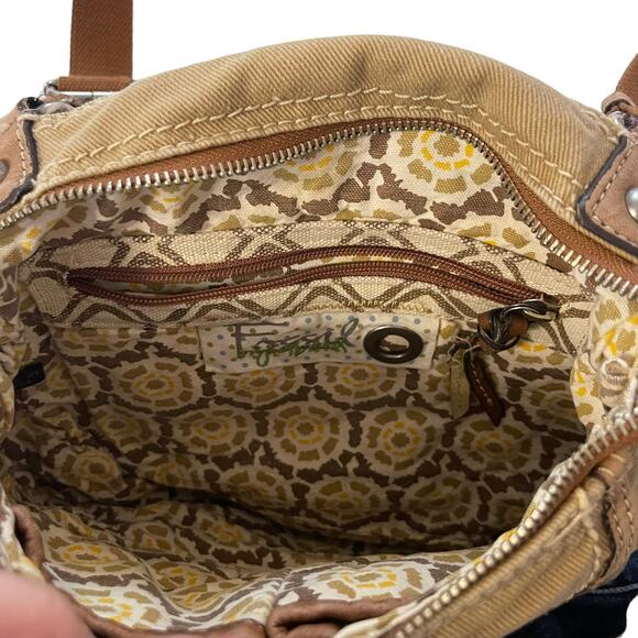 Fossil Vintage 90s Women's Tan Boho Outdoors Crossbody Purse Bag - Picture 7 of 9